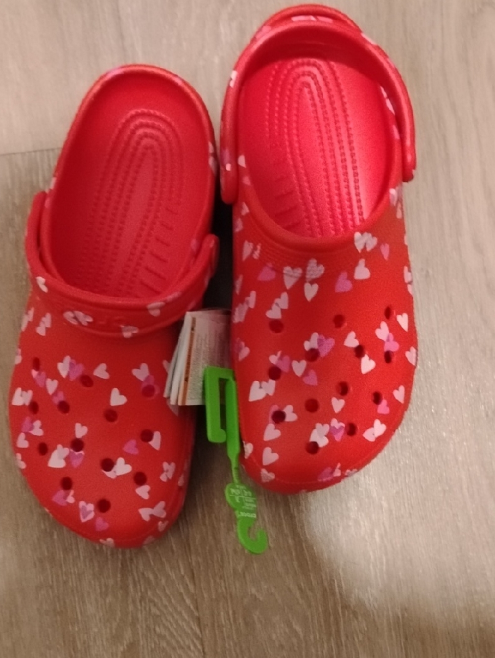 CROCS Adult Red Heart Print Clogs